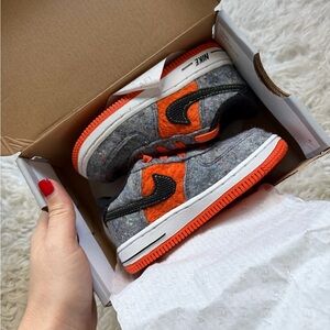 Nike Orange and Gray Sneakers with Black Swoosh